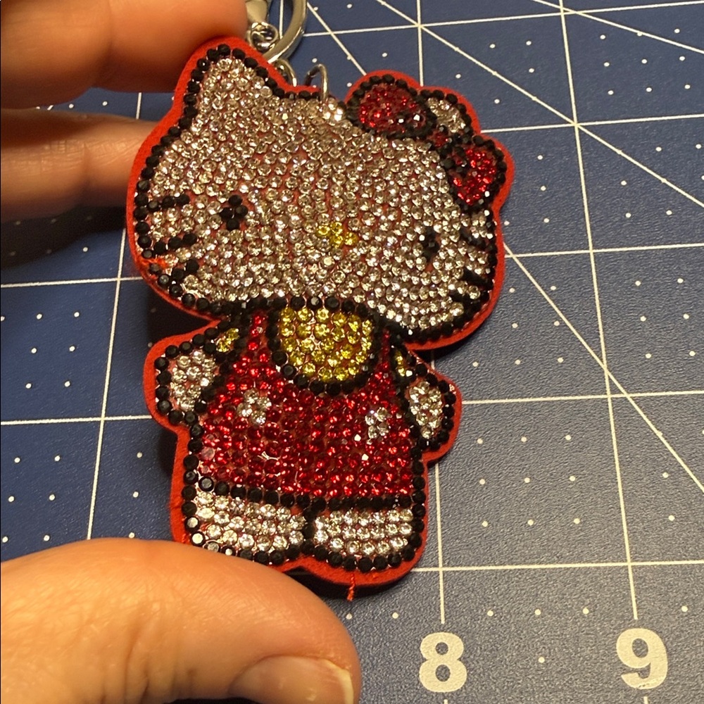 Hello Kitty Rhinestone Keychain purse charm - Picture 3 of 4
